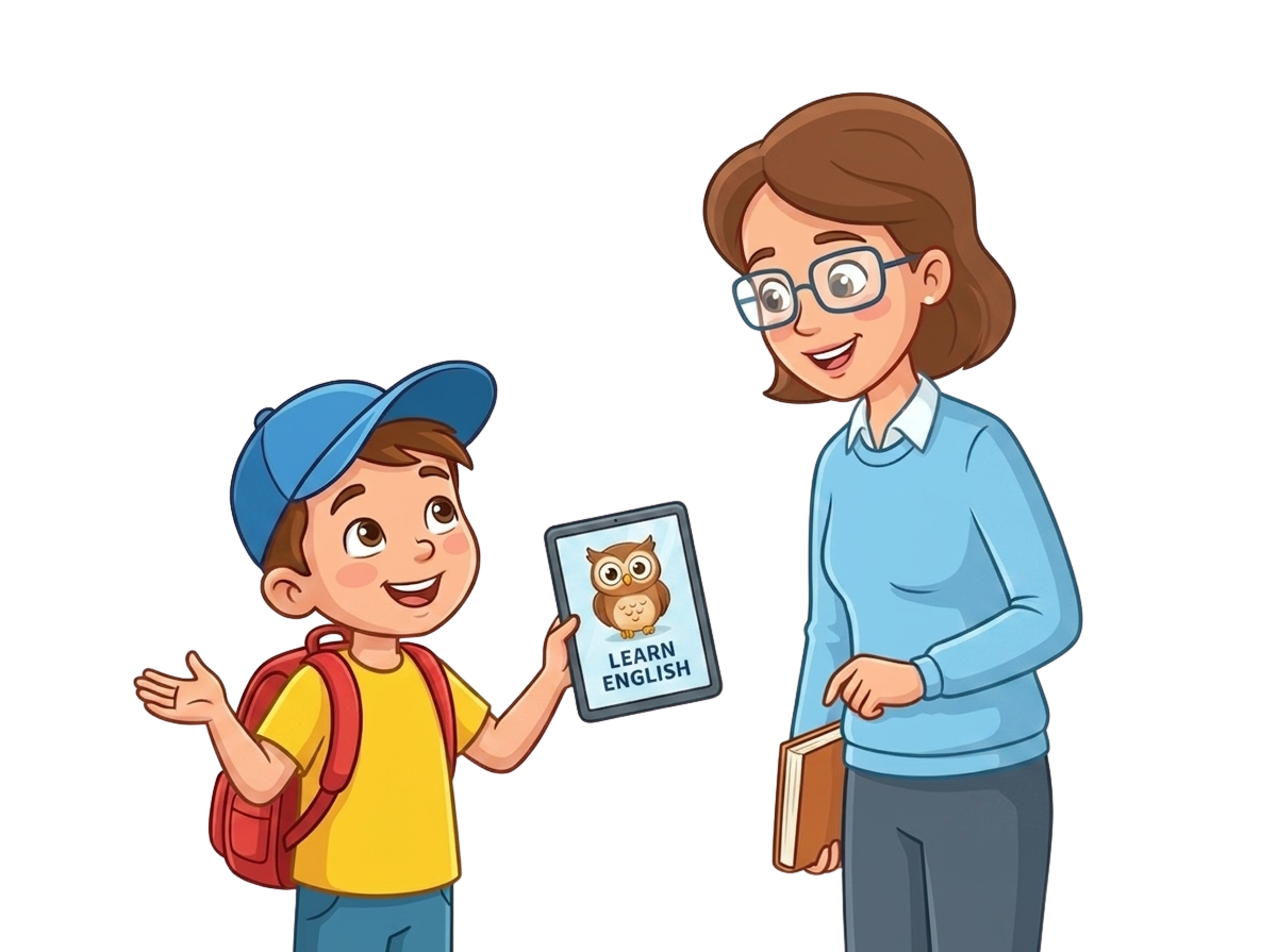 ילד לומד אנגלית